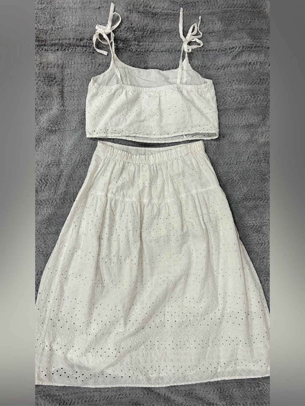 Old Navy White Eyelet Two-Piece Skirt Set